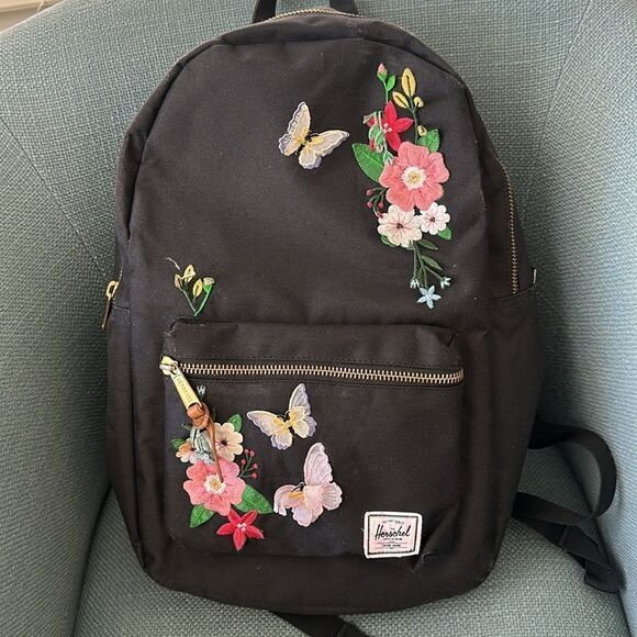 Herschel Butterfly & Floral Black Backpack - Picture 1 of 6
